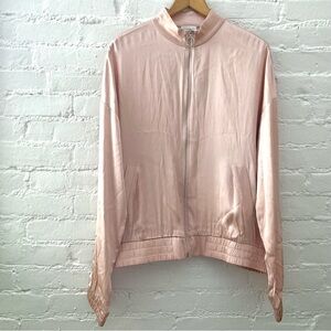 Forever 21 Contemporary Blush Pink Satin Bomber Jacket Coquette Boho Barbie Y2K